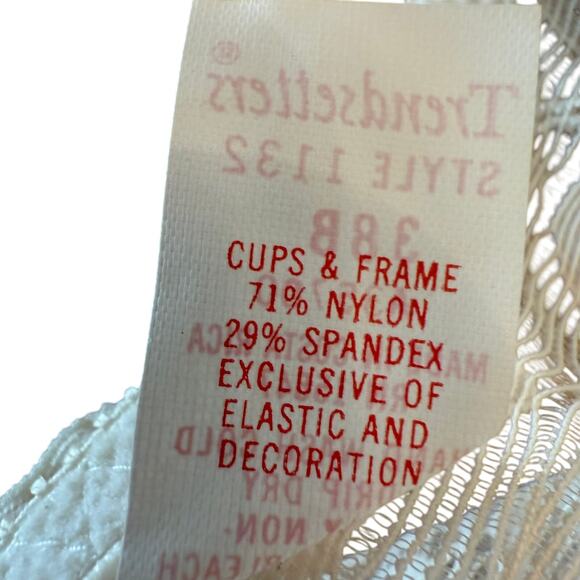 NWT Trendsetter 38B Lace Bra Style 1132 Underwire Sheer Floral Ivory Vintage Y2K - Picture 6 of 7